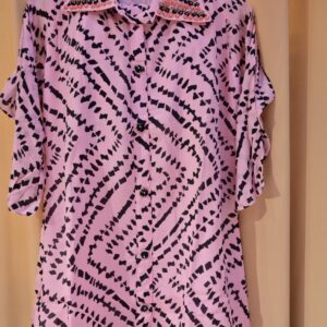Agarwal Collection – Pink Printed Beaded Collar Shirt