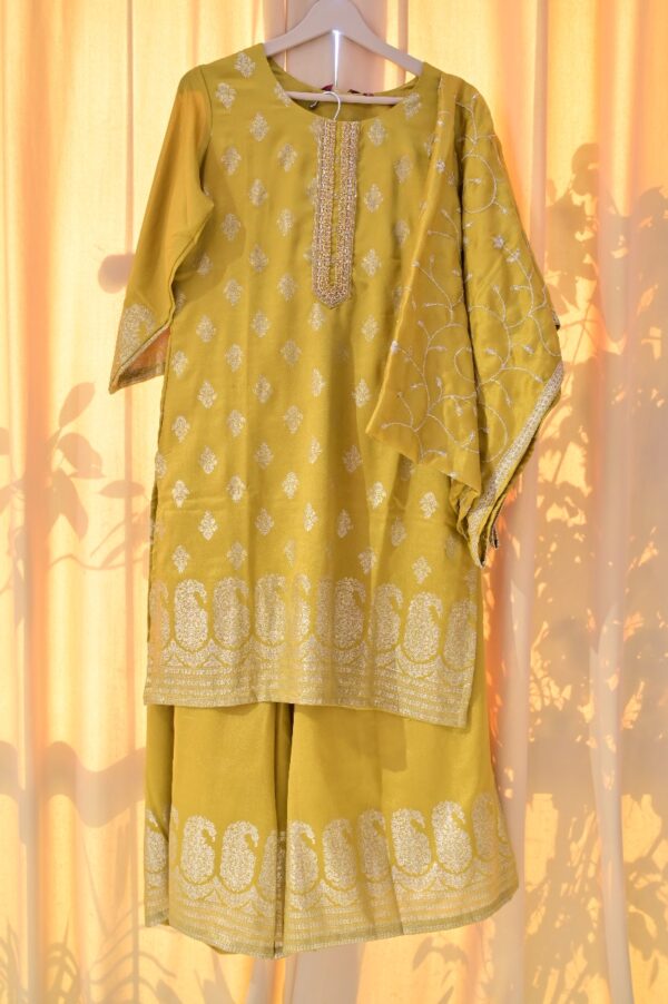Agarwal Collection Sunshine Mustard Embroidered Kurta and Plazzo Set