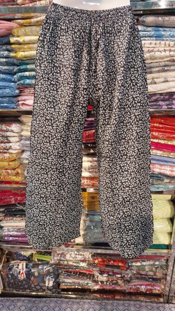 Agarwal Collection Black & White Floral Palazzo - Image 2