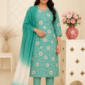 Agarwal Collection- Cotton 3pc kurti