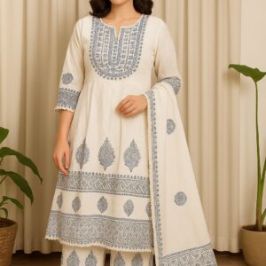 Agarwal Collection- Cotton 3pc kurti