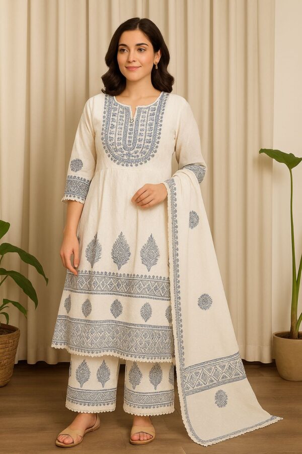 Agarwal Collection- Cotton 3pc kurti