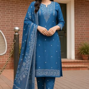 Agarwal Collection- Cotton 3pc kurti