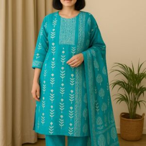 Agarwal Collection- Cotton 3pc kurti
