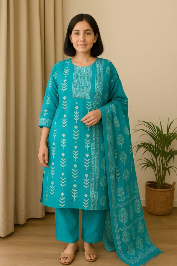 Agarwal Collection- Cotton 3pc kurti