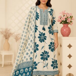 Agarwal Collection- Cotton 3pc kurti