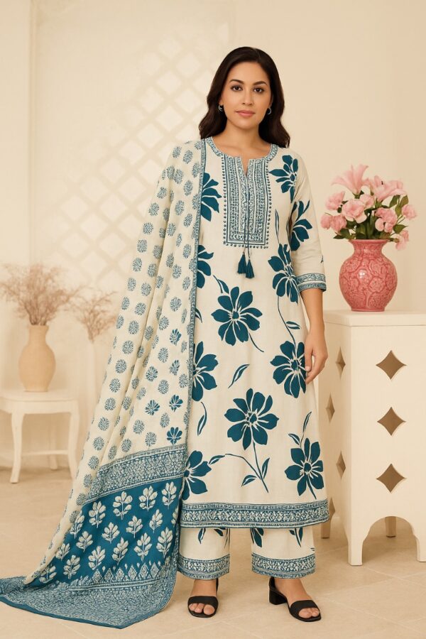 Agarwal Collection- Cotton 3pc kurti