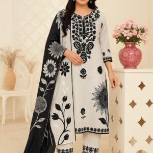 Agarwal Collection- Cotton 3pc kurti